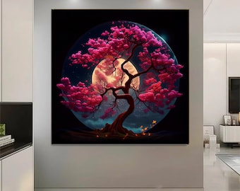 Cherry Blossom Tree Canvas Art, Japan Landscape Poster