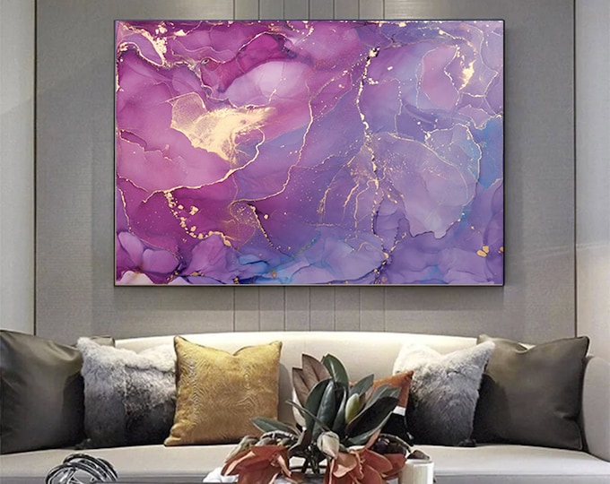 Pink Abstract Art, Marble Decor, Abstract wall art, Abstract canvas print, Abstract Painting, Ping And Gold Art, Living Room decor, Purble