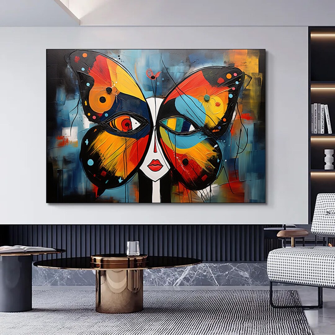 Abstract Butterfly Canvas Wall Art – Picasso Style Handmade Print - Etsy