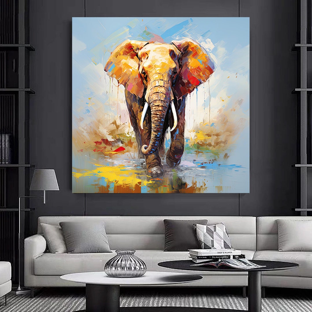 Colorful Elephant Canvas Wall Art, Animal Print on Canvas, Elephant ...