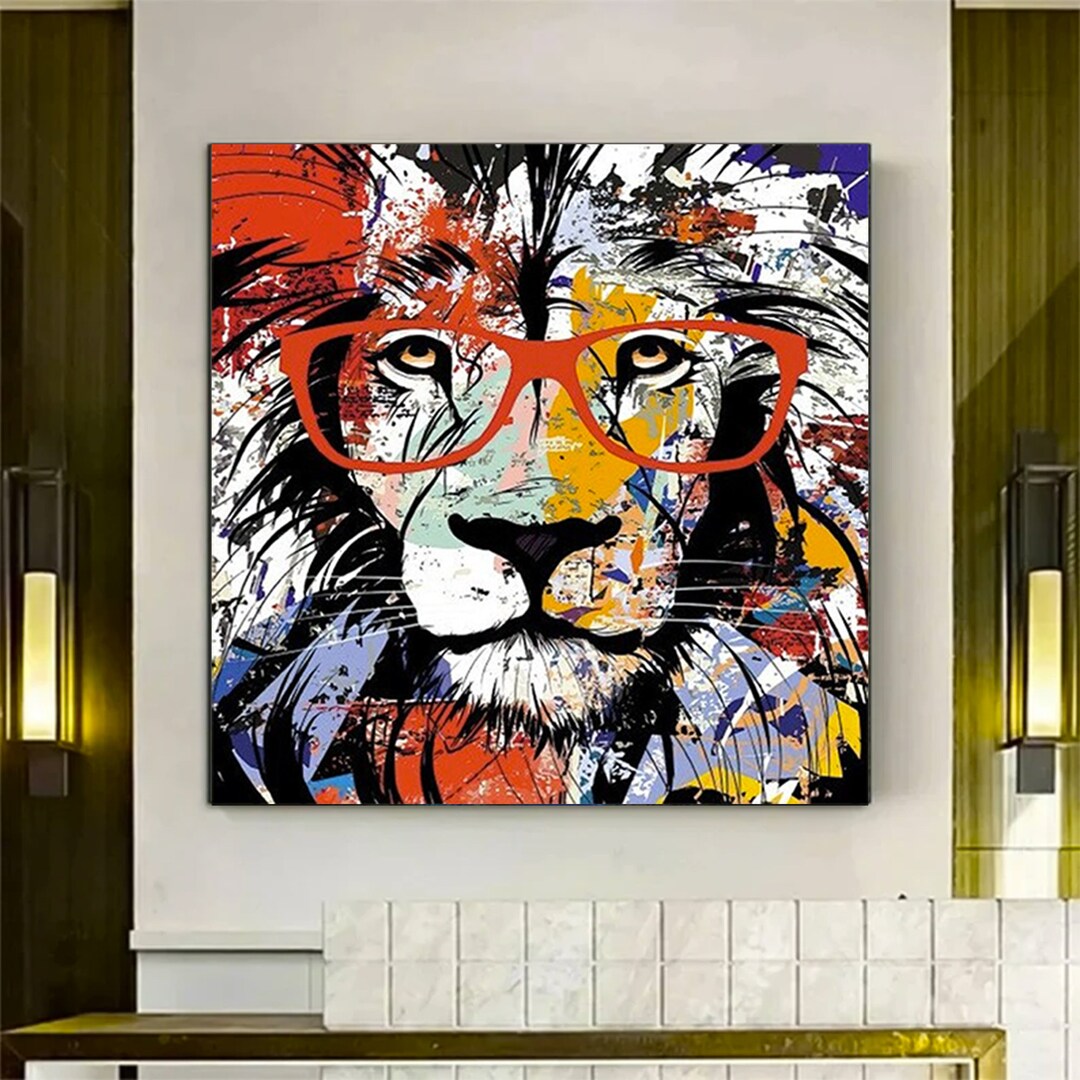 Colorful Graffiti Lion Canvas Print, Modern Animal Wall Art - Etsy