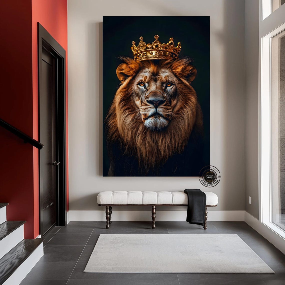 Lion King Crown Canvas Print: Black Gold Abstract Wall Art - Etsy