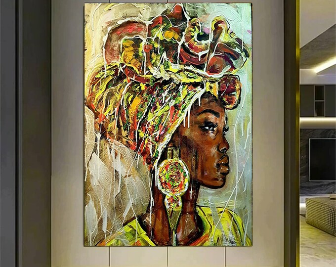 Ethnic Canvas Art, Women Wall Art, Canvas Wall Art, Ethnic Women Wall Art, African Woman Wall Art, Ethnic Art,Home Decor,Framed Canvas Art