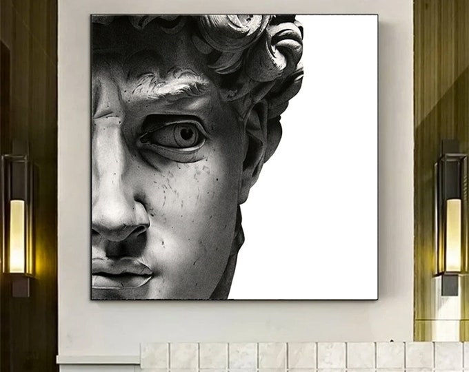 Apollon Decoration picture Nordic black and white wall mural Modern Retro Roman column figure posters David plaster sculpture  art paintıng