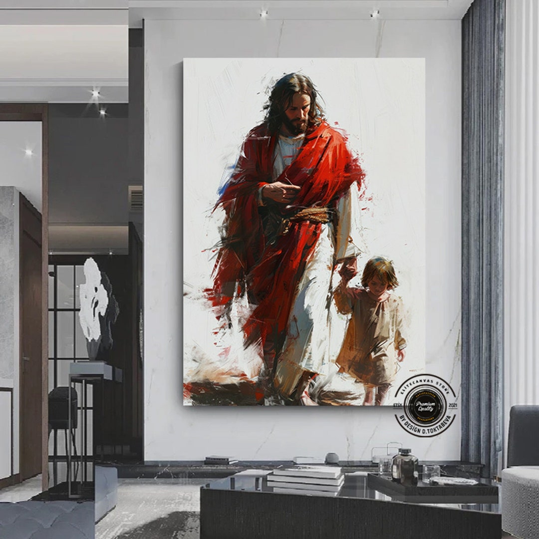 Handmade Jesus Canvas Art Print: Christian Wall Decor - Etsy
