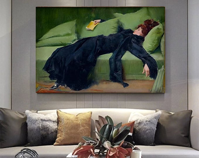 Ramon Casas Decadent ,young woman Wall Decor, Ramon Casas Exhibition, print Classical Art, After the Ball by Ramon Casas Fine Art