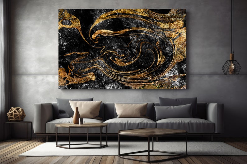 Black and Gold Abstract Canvas Print, Modern Wall Art - Etsy