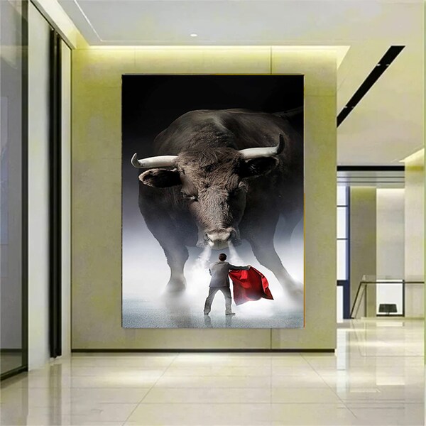 Modern Animal Wall Art Posters and Prints Canvas Painting Home Decor Matador Bull Fighting Art Picture No Frame For Home Living Room