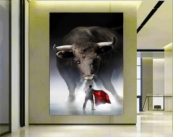 Modern Animal Wall Art Posters and Prints Canvas Painting Home Decor Matador Bull Fighting Art Picture No Frame For Home Living Room