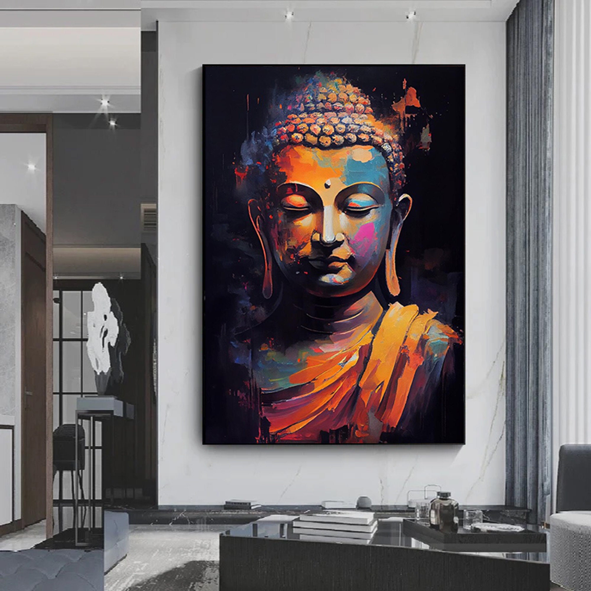  HOLEILUCK Decor Wall Art for Living Room Large Size Decoracion  Salon Casa Canvas Painting Buddha Modern Aesthetic Room Decor  70x180cm/28x71in Unframed Wall Canvas Art: Posters & Prints