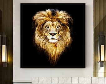 Lion Wall Art, Lion Canvas Art, Animal Wall Art, Canvas Wall Art, Modern Wall Art, Animal Canvas Print, Home Decor, Luxury Waal decor