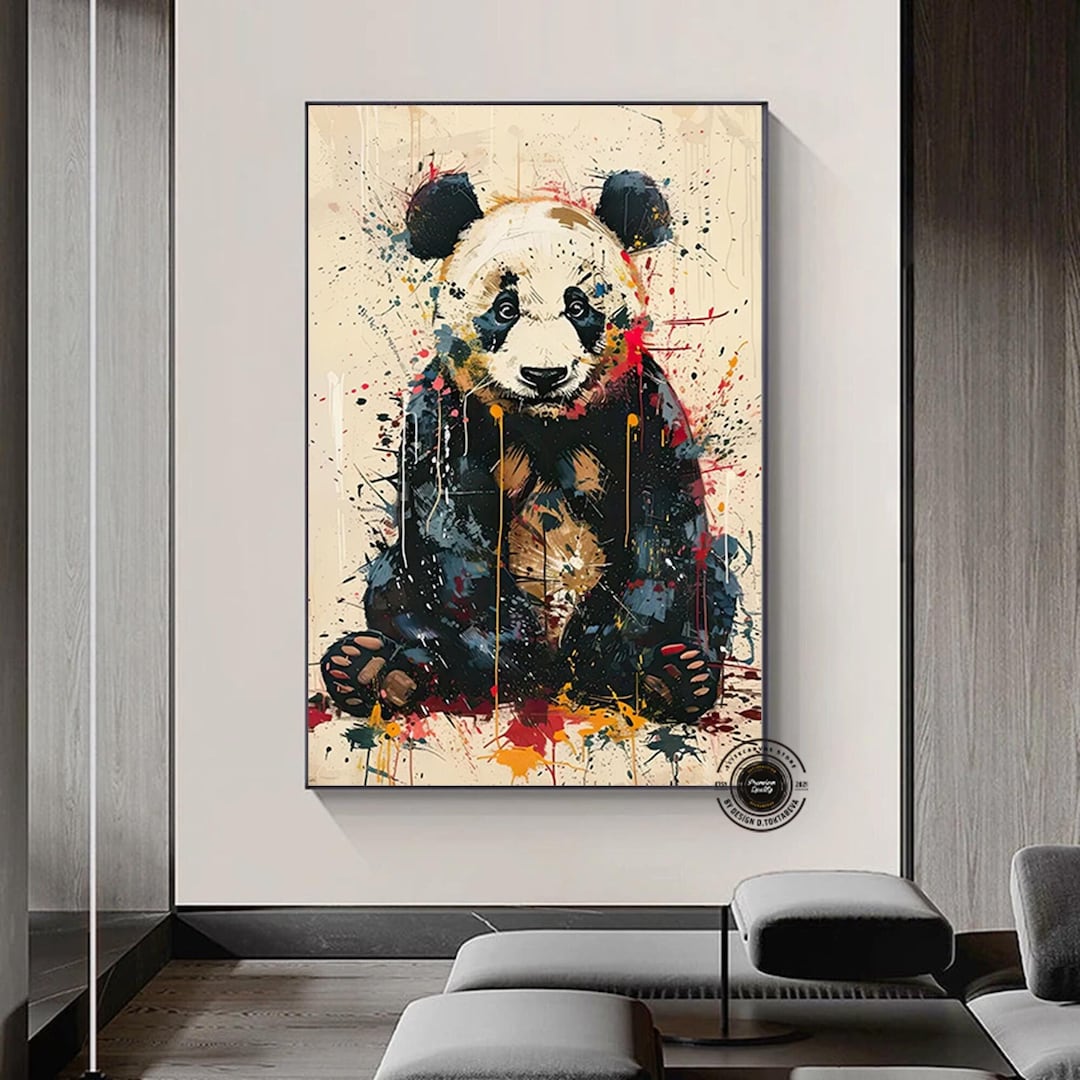 Graffiti Panda Canvas Art: Colorful Urban Street Art Print - Etsy