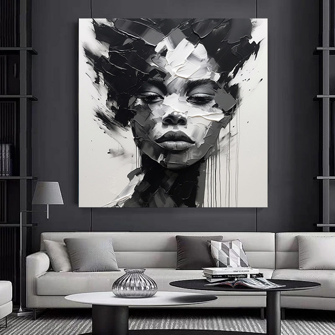 Brush Stroke Black Woman Canvas Wall Art Black Woman Wall Etsy