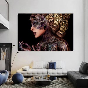 African Woman Black Canvas Wall Art , Ethnic Woman Canvas Painting ...