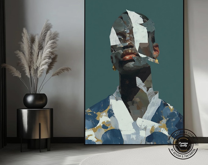 Abstract Fragmented Portrait – Modern Expressive Figurative Art Canvas Print