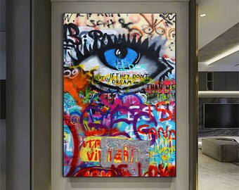 Abstract Eye Canvas, Colorful Artwork, Contemporary Canvas, Looking Eye Wall Art, Eye Wall Art, Modern Wall Art, Oil Painting Print,
