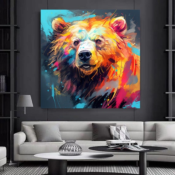 Stupell Abstract Watercolor Bear Canvas Wall Art Design By Walker Noble - 36 X 36