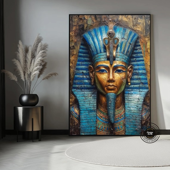 ツタンカーメン抽象額入りキャンバス：エジプトのファラオの芸術
