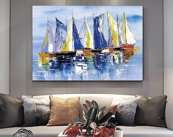 Sailing ships canvas wall art , sailing ship canvas painting , ships canvas print , dinghy canvas print , fishing ship canvas , canvas art