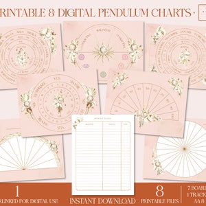 PENDULUM CHARTS Digitaal en afdrukbaar, Blush Love Floral Themed Pendulum Boards. Wichelroedelopen, waarzeggerij, spiritualiteit, mystieke magie.