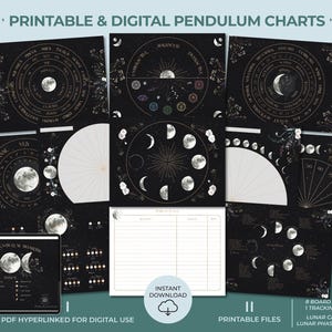 PENDULUM CHART - PRINTABLE Board Lunar Flower Black Moon Floral ownload Grimoire Dowsing Diviniation Altar Spiritual Mystical