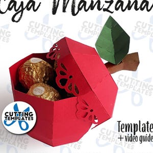 Manzana Teacher's Day Svg 3D, Apple present miss, regalo día del maestro, caja forma de manzana digital template / SVG / STUDIO / PDF