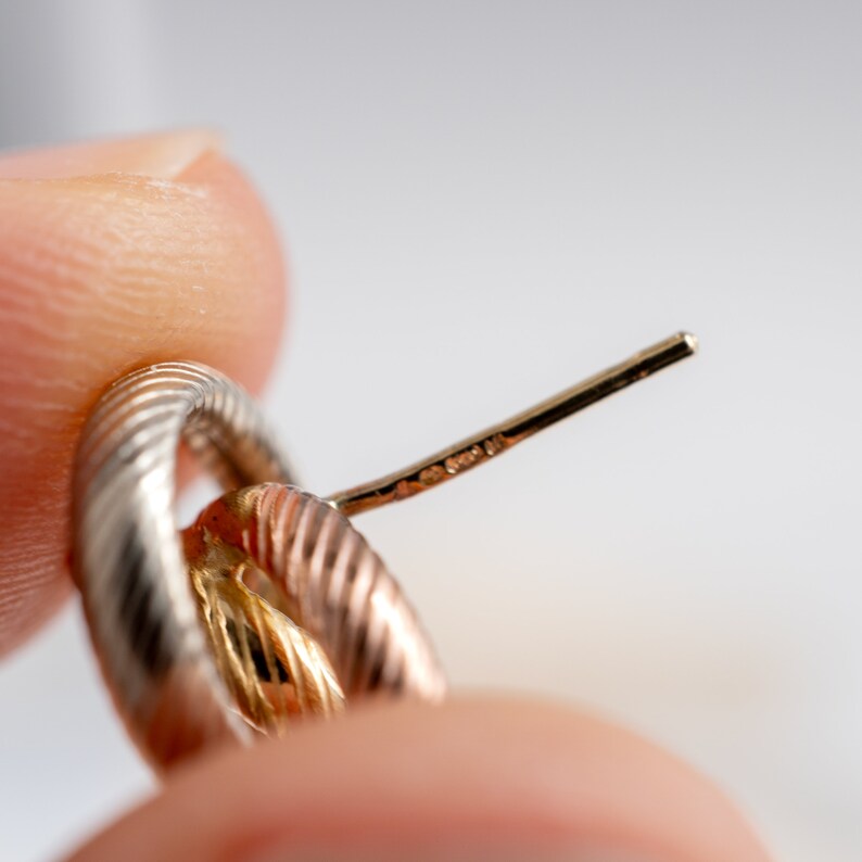 9ct Gold Stud Back Earrings Modern Trim Colour Gold Studs Full