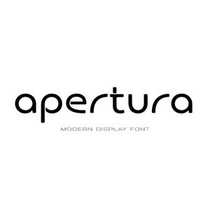 May include: The word "apertura" in a modern, minimalist font, displayed in black against a white background. Below the word, the text "MODERN DISPLAY FONT" is written in a smaller, thinner font.