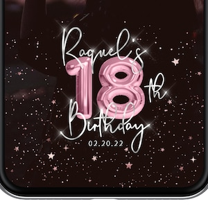 18. Geburtstag Snapchat Filter, 18. Geburtstag Geschenk für Sie, Rosa Luftballons Party Filter, Rosegold 18. Geburtstag Snapchat Filter & Lichter