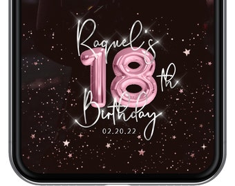 18th Birthday Snapchat filter, 18th Birthday Gift for Her, Pink Balloons Party Filter, Rose Gold 18th Birthday Snapchat filter & Lights