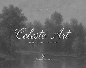 Celeste Art Font Duo, Elegant Script Serif, Wedding Logo Branding Calligraphy (Instant Download)