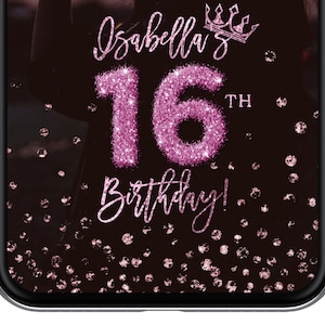 Pink 16th Birthday Filter 16 Birthday Snapchat Filter Snapchat Filter 16 Glitter Pink Crown Party Filter Sweet 16 Custom Snapchat