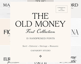 Old Money Serif Fonts Bundle, Luxury Branding Fonts, Editorial Font Collection, Elegant Wedding Fonts, Vintage Logo Font Pack