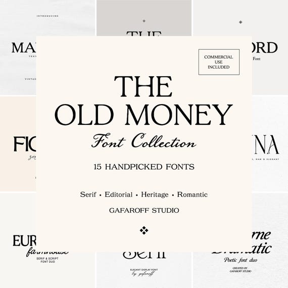 Old Money Serif Fonts Bundle, Luxury Branding Fonts, Editorial Font Collection, Elegant Wedding Fonts, Vintage Logo Font Pack