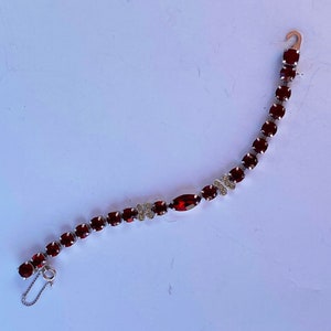 Vintage Eisenberg Ice Red Rhinestone Accent Links Bracelet