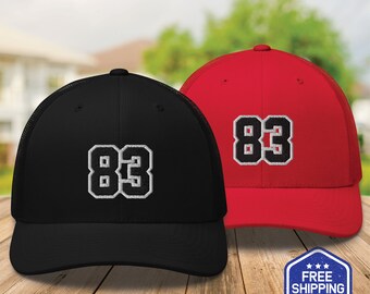 Custom number trucker hat, custom Yupoong hat, collefe number hat, custom hat for mom, custom hat fot dad, custom year hat