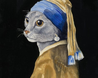 ナイトニャー、古典絵画の猫のパロディ - Etsy 日本