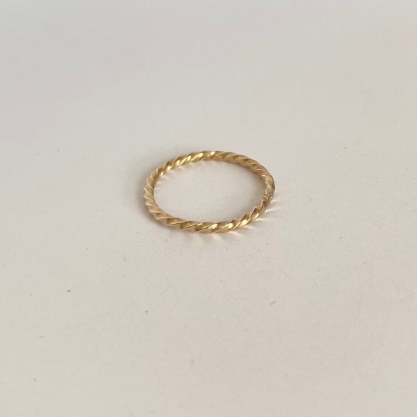 Twisted Gold Filled Band, Dainty Twist Band, Gold Promise Band, Gold Filled Stacking Rings, Anniversary Gift for Her