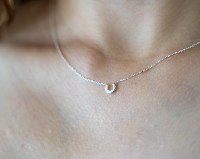 Horseshoe Necklace, Western Jewelry, Minimalist Dainty 925 Sterling Silver Necklace, Handmade Gift