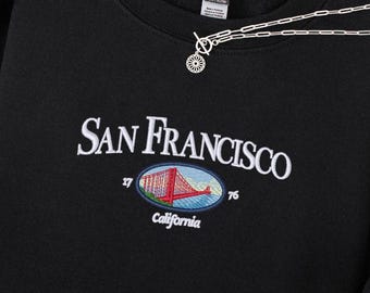 San Francisco Embroidered Sweatshirt | Golden Gate Bridge Crewneck | Cozy California Coastal Gift for Travelers