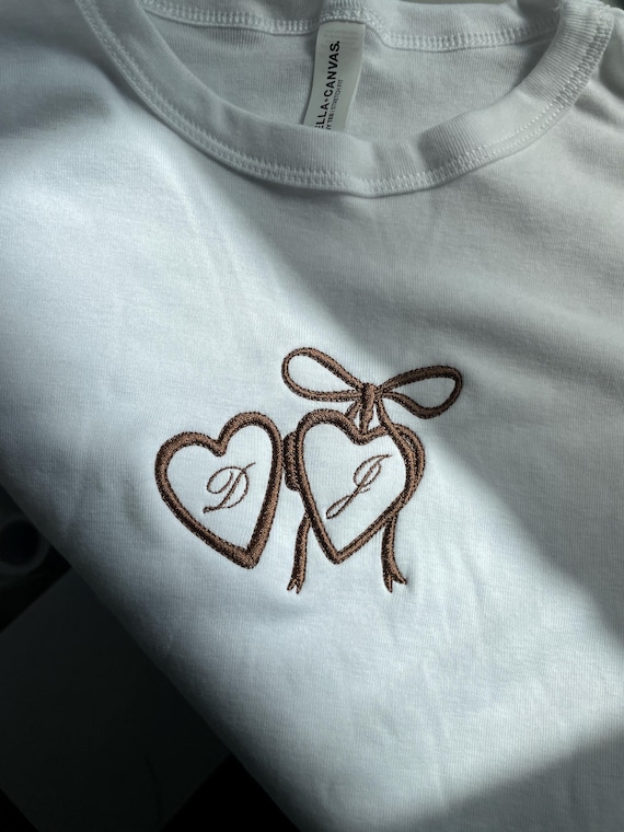 Embroidered Initial Baby Tee, Personalized Womens Shirt, Custom Text