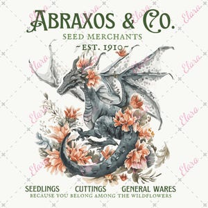 Fantasy Dragon Abraxos Flower PNG, Cottagecore Design (Digital Download)