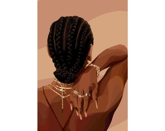 Black Woman Art, Fashion, Physical Print, Black Woman Wall Art, Black Girl Wall Art, black girl wall art, Black girl art, abstract art