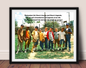 Baseball Sandlot Filmaffisch Citat Inramad - Barnkonst Gåva