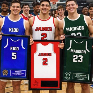 Personalized Basketball Jersey Frame Print: Senior Night Gift- 18x24 inch Frame- 6 Hr Turnaround