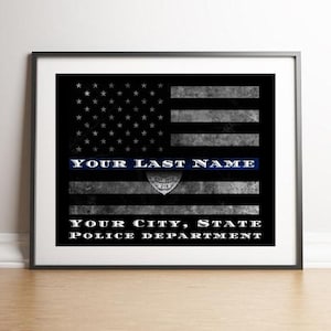 Police officer gifts Blue Line Sign Custom Thin Blue Line Flag Thin Blue Line Police officer gift Police officer retirement gift