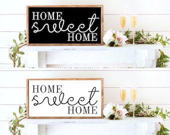 Letrero de madera "Hogar dulce hogar": Cuadro decorativo de estilo rústico para pared.