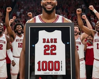 Cornice per maglia da basket da 1000 punti - Regalo per celebrare il traguardo della serata dedicata agli studenti dell'ultimo anno.