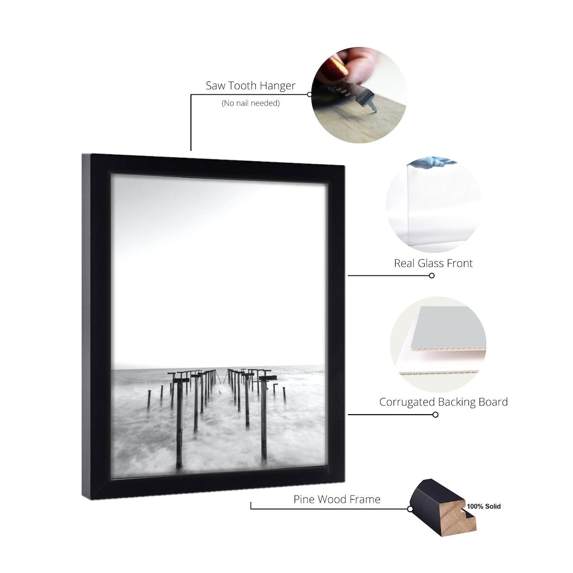 9X11 Picture Frame Set Of 2, Black Photo Frames High Transparent 9 X 11