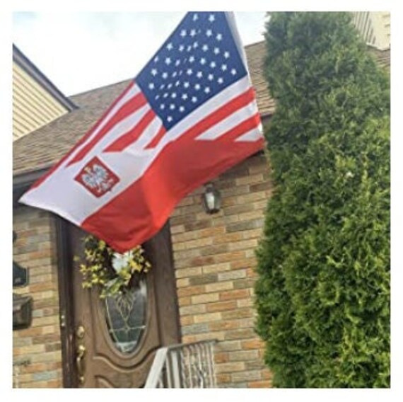 thumbnail image 2 of 12x18 Combo USA American & Poland Polish Eagle Stick Flag – Wholesale, 2-Pack, Polyester 2 of 2